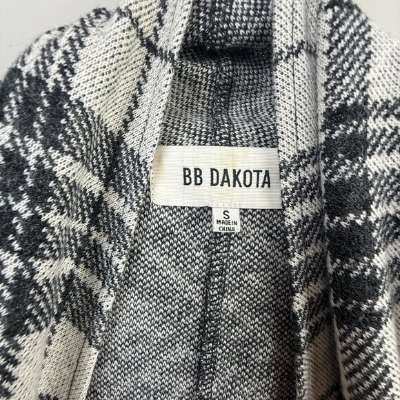 BB Dakota Grey Plaid Drape Long Sleeve Cardigan - Size - Small - Picture 3 of 5